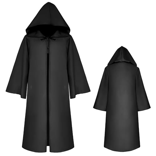 Halloween Vampir Kostüm Umhang Mittelalter Umhang Kapuzenumhang Karneval Halloween Weihnachten Kostüm Erwachsene Cosplay Vampir Kostüm Schwarz 2XL von SEAUR