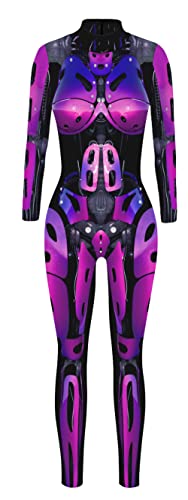 SEAUR Halloween Kostüm Damen Roboter Cosplay Catsuit Overall Knochen Anzug Karneval L von SEAUR