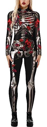 SEAUR Halloween Kostüm Damen Roboter Cosplay Catsuit Overall Knochen Anzug Karneval L von SEAUR