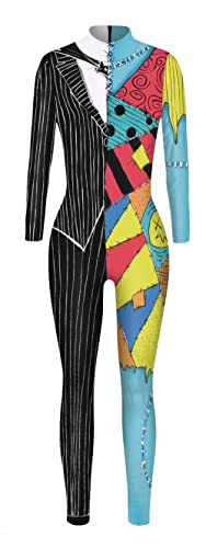 SEAUR Halloween Kostüm Damen Skelett Cosplay Catsuit Overall Knochen Anzug Karneval S von SEAUR