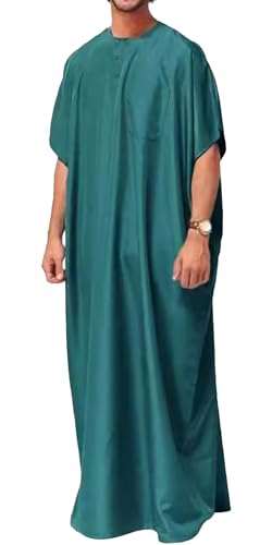 SEAUR Kaftan Herren Herren mit Taschen Caftan mit Knopf Universal Fit Muslimische Kleider Nachthemd für Hochzeiten Partys Grün L von SEAUR