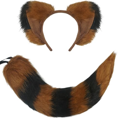 SEAUR Wolf Fuchs Kostüm Tier Schwanz Ohren Cosplay Set Haarreif für Kinder Erwachsene Halloween Karneval Fancy Party von SEAUR