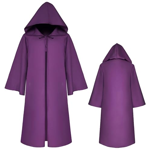 Vampir Umhang mit Kapuze Mittelalter Umhang Cape Sensenmann Kostüm Kapuze Umhang Für Halloween Kostüm für Halloween Karneval Cosplay Kostüm Lila XL von SEAUR