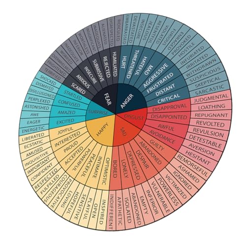 SECFOU Emotion-Rad-Aufkleber Bürodekorationen Für Die Arbeit Emotionsrad Rad Der Gefühle Emotion-kreisdiagramm-Aufkleber Motivierend Gefühlsradaufkleber Emotionsaufkleber Planke PVC von SECFOU