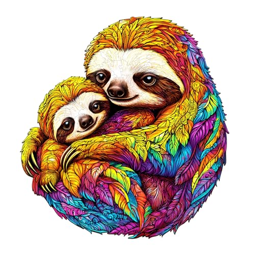 SECOGM Holzpuzzle Erwachsene, 100 Teile Eltern-Kind-Faultier Holz Puzzle Erwachsene, 21.5x21.5cm Wooden Puzzle, Unregelmäßige Form, Premium-Holzpuzzle Geschenkbox SECOGM Holzpuzzle Erwachsene, 100 Teile Eltern-Kind-Faultier Holz Puzzle Erwachsene, 21.5x21.5cm Wooden Puzzle, Unregelmäßige Form, Premium-Holzpuzzle Geschenkbox von SECOGM