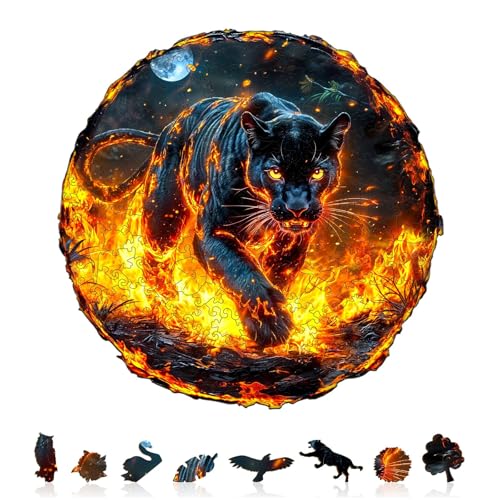 SECOGM Holzpuzzle Erwachsene, 100 Teile Flammenpanther Holz Puzzle Erwachsene, 21.5x21.5cm Wooden Puzzle, Unregelmäßige Form, Premium-Holzpuzzle Geschenkbox SECOGM Holzpuzzle Erwachsene, 100 Teile Flammenpanther Holz Puzzle Erwachsene, 21.5x21.5cm Wooden Puzzle, Unregelmäßige Form, Premium-Holzpuzzle Geschenkbox von SECOGM