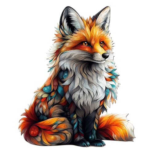 SECOGM Holzpuzzle Erwachsene, 100 Teile Künstlerischer Fuchs Holz Puzzle Erwachsene, 21.5x21.5cm Wooden Puzzle, Unregelmäßige Form, Premium-Holzpuzzle Geschenkbox SECOGM Holzpuzzle Erwachsene, 100 Teile Künstlerischer Fuchs Holz Puzzle Erwachsene, 21.5x21.5cm Wooden Puzzle, Unregelmäßige Form, Premium-Holzpuzzle Geschenkbox von SECOGM