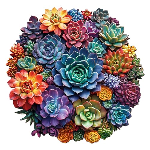 SECOGM Holzpuzzle Erwachsene, 100 Teile Mandala Sukkulenten Holz Puzzle Erwachsene, 21.5x21.5cm Wooden Puzzle, Unregelmäßige Form, Premium-Holzpuzzle Geschenkbox SECOGM Holzpuzzle Erwachsene, 100 Teile Mandala Sukkulenten Holz Puzzle Erwachsene, 21.5x21.5cm Wooden Puzzle, Unregelmäßige Form, Premium-Holzpuzzle Geschenkbox von SECOGM