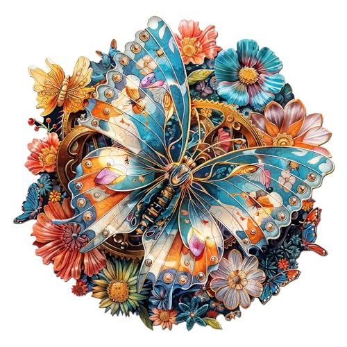 SECOGM Holzpuzzle Erwachsene, 80 Teile Mechanischer Schmetterling Holz Puzzle Erwachsene, 21.5x21.5cm Wooden Puzzle, Unregelmäßige Form, Premium-Holzpuzzle Geschenkbox SECOGM Holzpuzzle Erwachsene, 80 Teile Mechanischer Schmetterling Holz Puzzle Erwachsene, 21.5x21.5cm Wooden Puzzle, Unregelmäßige Form, Premium-Holzpuzzle Geschenkbox von SECOGM