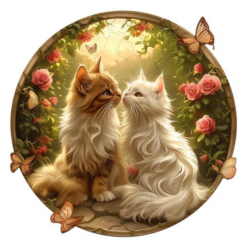 SECOGM Holzpuzzle Erwachsene, 100 Teile Paar Katze Holz Puzzle Erwachsene, 21.5x21.5cm Wooden Puzzle, Unregelmäßige Form, Premium-Holzpuzzle Geschenkbox SECOGM Holzpuzzle Erwachsene, 100 Teile Paar Katze Holz Puzzle Erwachsene, 21.5x21.5cm Wooden Puzzle, Unregelmäßige Form, Premium-Holzpuzzle Geschenkbox von SECOGM