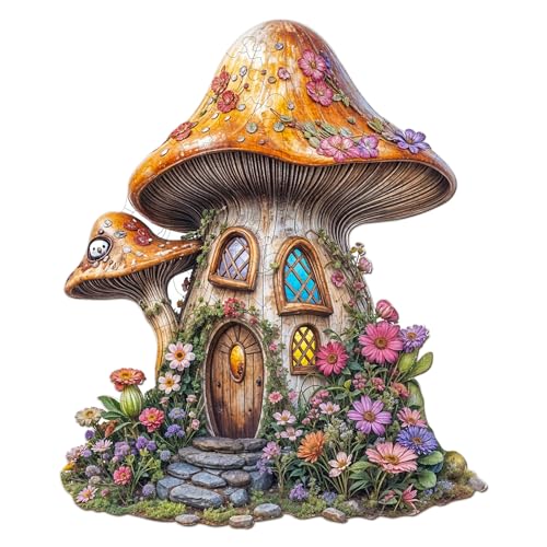 SECOGM Holzpuzzle Erwachsene, 100 Teile Pilz Feenhaus Holz Puzzle Erwachsene, 21.5x21.5cm Wooden Puzzle, Unregelmäßige Form, Premium-Holzpuzzle Geschenkbox SECOGM Holzpuzzle Erwachsene, 100 Teile Pilz Feenhaus Holz Puzzle Erwachsene, 21.5x21.5cm Wooden Puzzle, Unregelmäßige Form, Premium-Holzpuzzle Geschenkbox von SECOGM