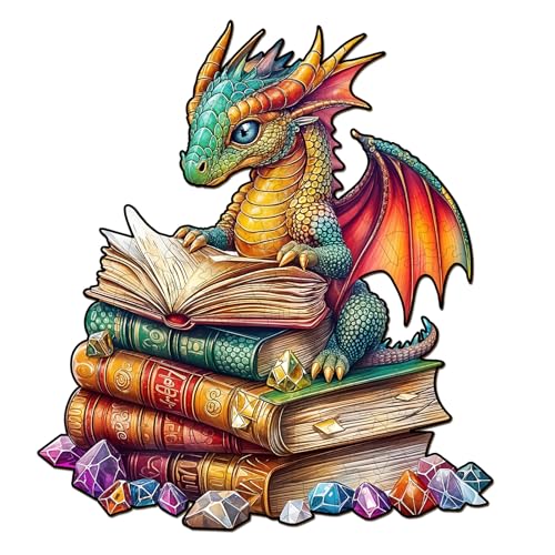 SECOGM Holzpuzzle Erwachsene, 100 Teile lesender Drache Holz Puzzle Erwachsene, 21.5x21.5cm Wooden Puzzle, Unregelmäßige Form, Premium-Holzpuzzle Geschenkbox SECOGM Holzpuzzle Erwachsene, 100 Teile lesender Drache Holz Puzzle Erwachsene, 21.5x21.5cm Wooden Puzzle, Unregelmäßige Form, Premium-Holzpuzzle Geschenkbox von SECOGM