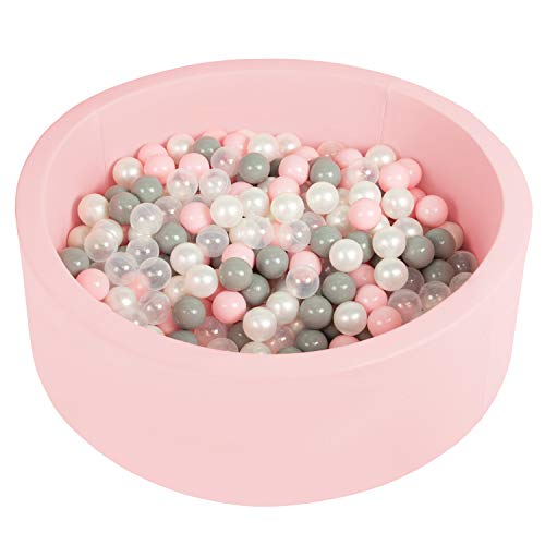 SELONIS Bällebad Bällepool Für Baby Kinder 90X30cm/200 Bälle Rund, Rosa: Perle/Grau/Transparent/Puderrosa von SELONIS