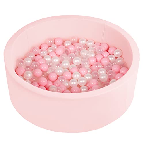 SELONIS Bällebad Bällepool Für Baby Kinder 90X30cm/300 Bälle Rund, Rosa: Puderrosa/Perle/Transparent von SELONIS