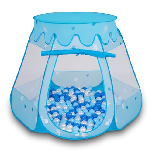 Selonis Baby Spielzelt Mit Plastikbällen Zelt 105X90cm/600 Bälle Plastikkugel Kinder, Blau:Babyblau-Blau-Perle von SELONIS