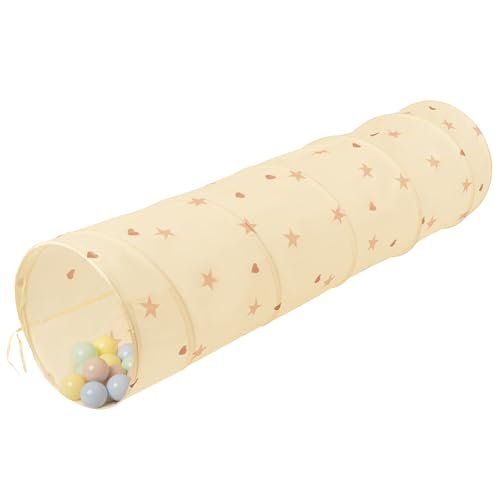 Selonis Pop-Up Tunnel Für Kinder 180x46cm/100 Bälle Faltbarer Spieltunnel Leicht Und Flexibel Krabbeltunnel Ideal Für Drinnen Und Draußen, Hellbeige: Pastellbeige/Pastellblau/Pastellgelb/Minze von SELONIS