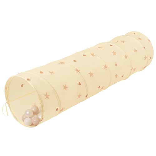 Selonis Pop-Up Tunnel Für Kinder 180x46cm/100 Bälle Faltbarer Spieltunnel Leicht Und Flexibel Krabbeltunnel Ideal Für Drinnen Und Draußen, Hellbeige: Pastellbeige/Weiß/Perle von SELONIS