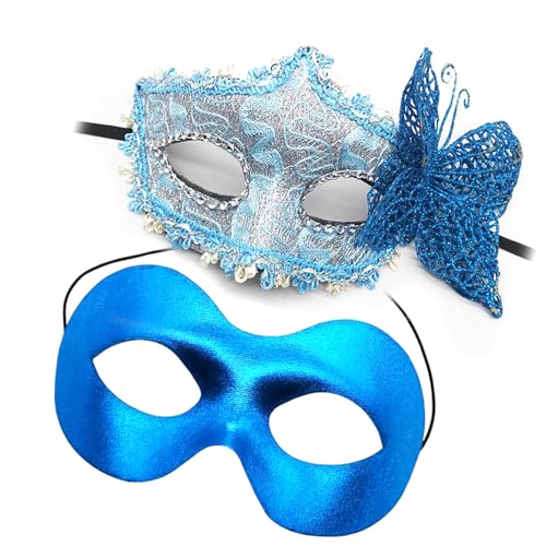 SELiLe Paar Schwarze Partymasken Mit Elegantem Schmetterlingsdetail Einzigartiger Stil Mit Schmetterlingsseite Verziert Maskeraden Maskenzubehör von SELiLe