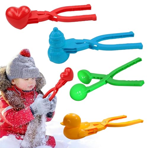 Schneeball Clip,4 Stück Schneeball Spielzeug,19cm Schneeball Zange,Schneemann Schneeballzange,Ente Schneeball Maker,Fußball Schneeball Maker,Winter Schneeball Form Spielzeug,Herz Schneeball Former von SEMINISMAR