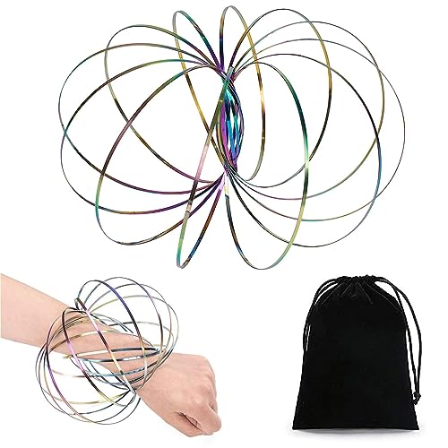 Durchflussringe Spielzeug,3D Arm Feder Magisch Durchflussring,Edelstahl Multisensorisch,Pädagogisch und Interaktiv Feder Spielzeug,3D Magic Flow Ring,Edelstahl Geometrisches Kinetic Spring Spielzeug von SEMINISMAR