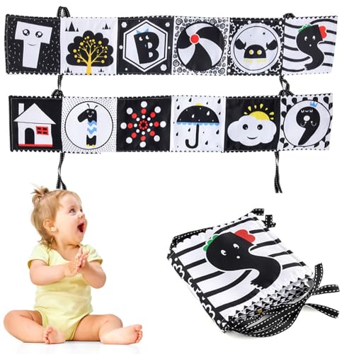 Kontrastbuch Schwarz Weiß Stoffbuch,Stoffbuch Baby Kontrastbuch Baby,Black White Babybuch Kontrast Baby Toys,Kontrastbuch Baby Spielzeug 0 3 6 9 12 Monate,Schwarz Weiss kontrastkarten Baby von SEMINISMAR