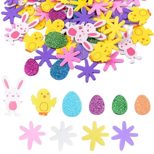 SEMINISMAR 100 Stück ﻿Ostern Moosgummi Sticker,Aufkleber Ostern,Ostersticker,Osteraufkleber,Osterhasen Aufkleber,Aufkleber Ostereier,Hase Osteraufkleber,Osterdeko Aufkleber,Ostereier Und von SEMINISMAR