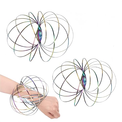 Durchflussringe Spielzeug,3D Arm Feder Magisch Durchflussring,Edelstahl Multisensorisch,Pädagogisch und Interaktiv Feder Spielzeug,3D Magic Flow Ring,2 PCS von SEMINISMAR