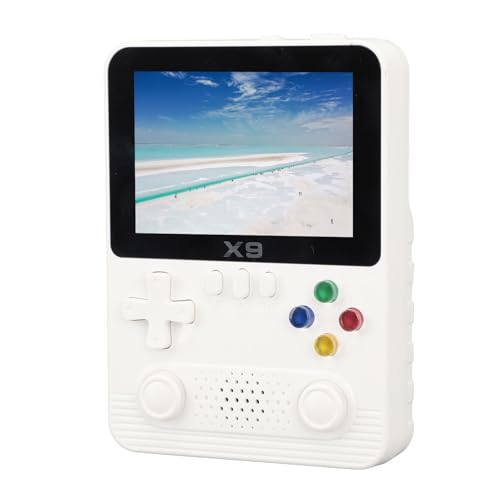 SENECESLI Handheld Spielekonsole, ATJ2273S 32 Bit Retro Handheld Videospiel Player mit 32G Speicherkarte, 3,5 Zoll Farbbildschirm Spielemulator, Unterstützt 2 Spieler (White) von SENECESLI