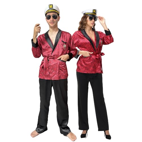 SENLI Halloween-Kostüme für Erwachsene, roter Seidenmantel, Pyjama, Hasenkostüm, Halloween-Outfits für Damen und Herren, Mogul-Kostüme, Unisex, Größe XXL von SENLI