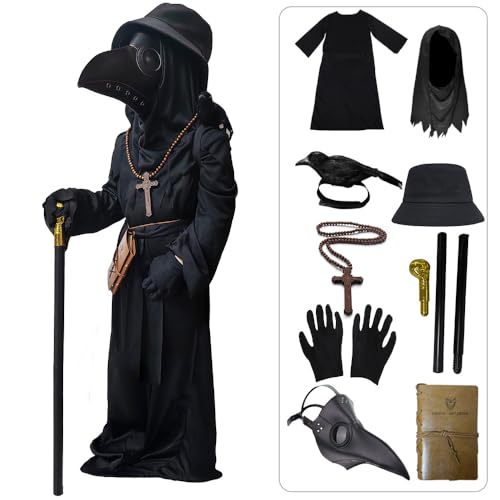 SENLI Pestarzt-Kostüm für Kinder, lustig, gruselig, Halloween-Kostüme für Jungen und Mädchen, 9-in-1-Set, Halloween-Outfits (Größe L (10–12 Jahre)) von SENLI