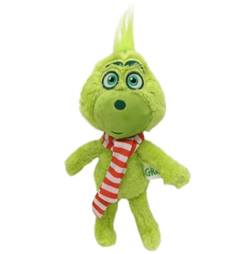 SENTOYA Plüschtier Grinch Weihnachten Hunde Plüsch Puppe Stuffed Toy Wurfkissen Stofftier Geschenke für Kinder Mädchen Jungen (Schal Grinch) von SENTOYA