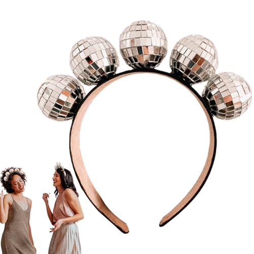 Discokugel Stirnband, Disco Retro Stirnband Silber Kugeln, Glitzer Spiegel Kristall Nachtclub Haarbänder, Flexible Spiegelkugel Kopfschmuck, Disco Haarschmuck für Fotografie Requisiten Silvester und von SENZZ