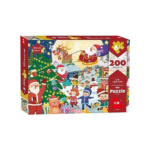 Herausforderungen des Weihnachtsmanns, Weihnachtspuzzles mit Winterszene, Weihnachtspuzzle mit gemütlichem Kamin, Kinderpuzzle, Puzzles für Kinder, 200 Teile der Weihnachtsstadt, Set d von SENZZ