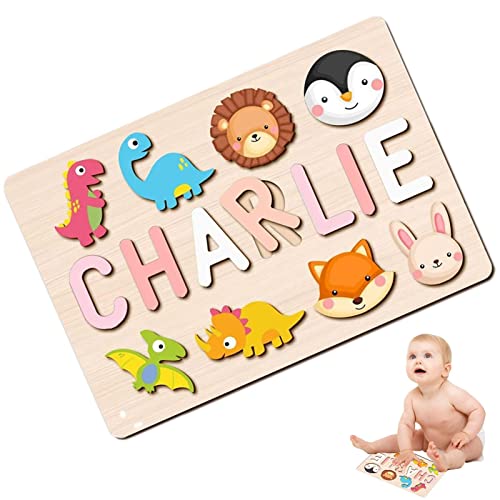 Personalisiertes Holz-Namenspuzzle, handgemachtes Namenspuzzle, personalisiertes Holzpuzzle, Holzspielzeug, Tierspielzeug für kleine Kinder, niedliche Neuheit Spielatt von SENZZ