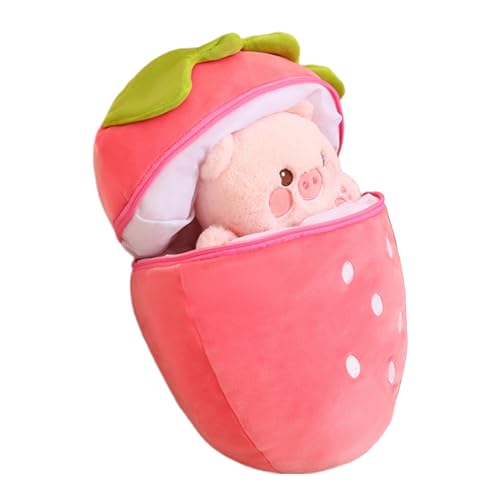 Plüschtier Erdbeerschwein, wendbares Plüschtier Kaninchen, Erdbeer-Plüschpuppe, Cartoon-Tierpuppe, Erdbeer-Plüschkissen, gefüllte Erdbeer-Plüschkissen 30 cm von SENZZ