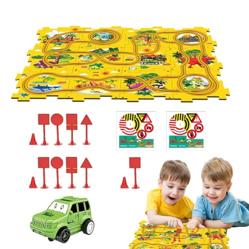 Puzzle-Track-Spielset | 27 Teile Puzzleauto-Fahrbahn | Multifunktionale Puzzlebahn, Lernspielzeug für Kinder für Bildung, Zuhause, Geburtstagsgeschenk ab Bj von SENZZ