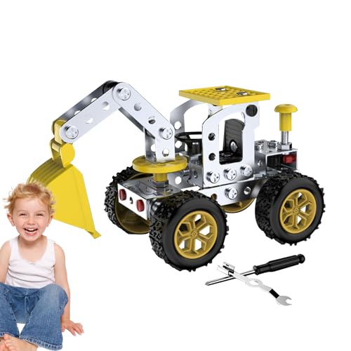 Puzzleblöcke für Kinder, Baustein-Set, pädagogisches Spielzeug für die Montage von 3D-Bauwagen - Puzzleblöcke aus Aluminiumlegierung mit Bulldozer von SENZZ