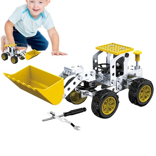 Puzzleblöcke für Kinder, Baustein-Set | Pädagogisches Bauauto mit 3D-Blöcken - Puzzleblöcke aus Aluminiumlegierung mit Bulldozer Bagger Anhänger von SENZZ