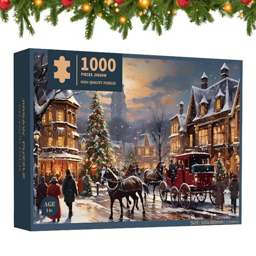 Weihnachtsszene Puzzle Weihnachtsszene Puzzle verschneite Weihnachtsdorf Puzzle Winterwunderland Puzzle Weihnachts Adventskalender 1000 Teile Weihnachtsdekoration von SENZZ