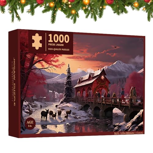 Weihnachtsszene Puzzle Weihnachtsszene Puzzle verschneite Weihnachtsdorf Puzzle Winterwunderland Puzzle Weihnachts Adventskalender 1000 Teile Weihnachtsdekoration von SENZZ