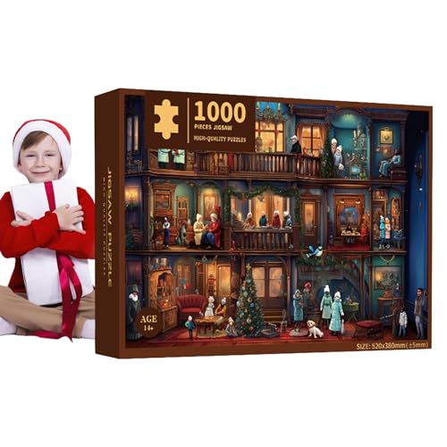 Weihnachtsszene Puzzle Weihnachtsszene Puzzle verschneite Weihnachtsdorf Puzzle Winterwunderland Puzzle Weihnachts Adventskalender 1000 Teile Weihnachtsdekoration von SENZZ