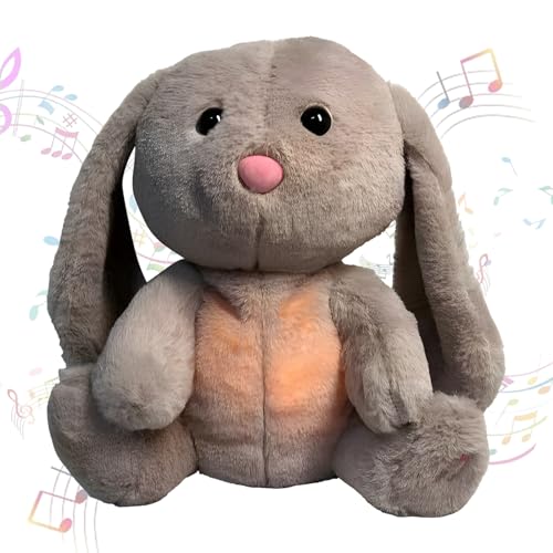 SERTAS Kuscheltier Hase Kuscheltier mit Atembewegung Musik Cartoon Plüschtier Spielzeug, Atmendes Kuscheltier Kuschelhase Empfohlene Geburtstag oder Geschenk Geburtstag für Kinder über 1 Jahr alt von SERTAS