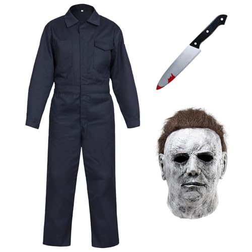 SERTAS Michael-Kostüm, Halloween-Kostüm für Erwachsene, gruselig, Michael-Maske mit Messer, Michael-Kostüm, Outfit, Horror, gruseliger Killer, Cosplay-Overall für Erwachsene, Größe XL SERTAS Michael-Kostüm, Halloween-Kostüm für Erwachsene, gruselig, Michael-Maske mit Messer, Michael-Kostüm, Outfit, Horror, gruseliger Killer, Cosplay-Overall für Erwachsene, Größe XL von SERTAS