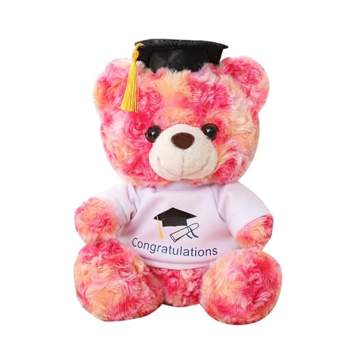 SERTAS Teddy Plüschbär mit Graduation Hut und Zeremoniengürtel,Bachelor Geschenk,25cm Bär Kuscheltier,Bestandene Prüfung Geschenk,Abitur Geschenke,Bachelor Deko (10) von SERTAS