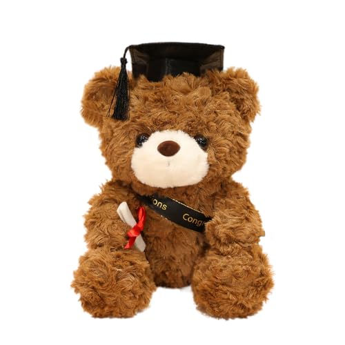 SERTAS Teddy Plüschbär mit Graduation Hut und Zeremoniengürtel,Bachelor Geschenk,25cm Bär Kuscheltier,Bestandene Prüfung Geschenk,Abitur Geschenke,Bachelor Deko (3) von SERTAS