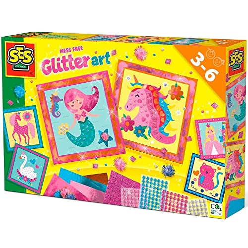 SES Creative 14645 Mess-Free Glitter Art Set Einhorn Glitzerkunst ohne Kleckern, Pink, Medium von SES Creative