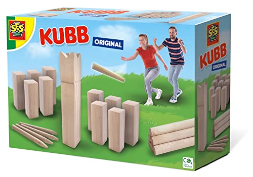 SES Creative 02299 Outdoor Original Kubb Spiel Wikinger Wurfspiel, Diverse Farben, M von SES Creative