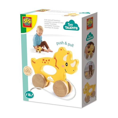 SES Creative 13203 2-in-1 Holz-Triceratops-Ziehtier - Spielset für Kinder ab 18 Monaten - Nutze es als Zieh- oder Schiebetier - Fördert motorische Fähigkeiten SES Creative 13203 2-in-1 Holz-Triceratops-Ziehtier - Spielset für Kinder ab 18 Monaten - Nutze es als Zieh- oder Schiebetier - Fördert motorische Fähigkeiten von SES Creative