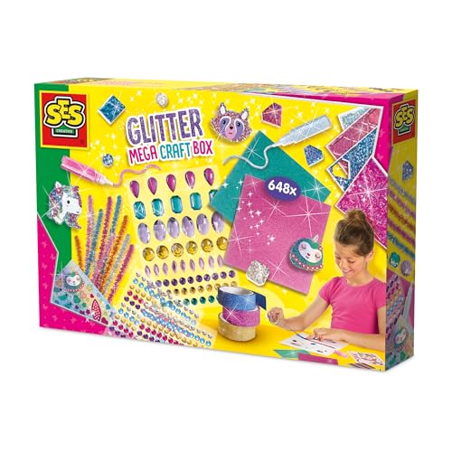 SES Creative 14139 Glitzer Mega Bastelbox - Kreatives Bastelset für Kinder ab 5 Jahren - Enthält Diamantsticker, Glitzerkleber und mehr - Perfekt zum Dekorieren und Basteln SES Creative 14139 Glitzer Mega Bastelbox - Kreatives Bastelset für Kinder ab 5 Jahren - Enthält Diamantsticker, Glitzerkleber und mehr - Perfekt zum Dekorieren und Basteln von SES Creative