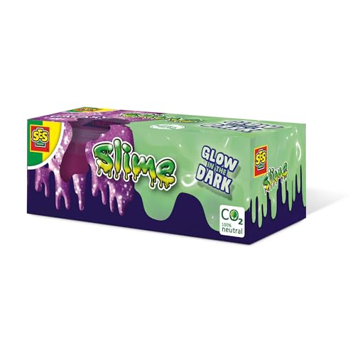 SES Creative 15007 - Leuchtschleim & Glitzerschleim Set, Glow in The Dark Schleim für Kinder, Diverse Farben, Purple von SES Creative